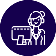 An icon of a woman at a computer.